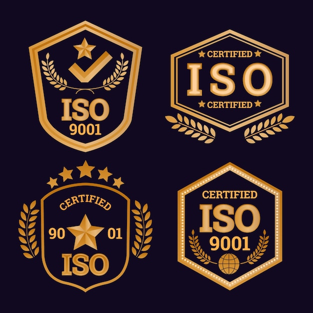 Collezione di badge di certificazione iso