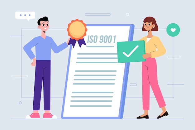 Vettore gratuito illustrazione di certificazione iso