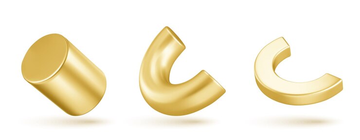 Free Vector isolated abstract geometric gold 3d shape object