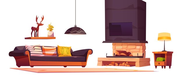 Free vector isolated alpine chalet house furniture vector set