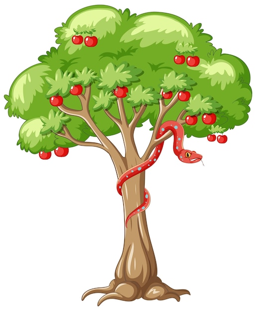 Free vector isolated apple tree with a snake