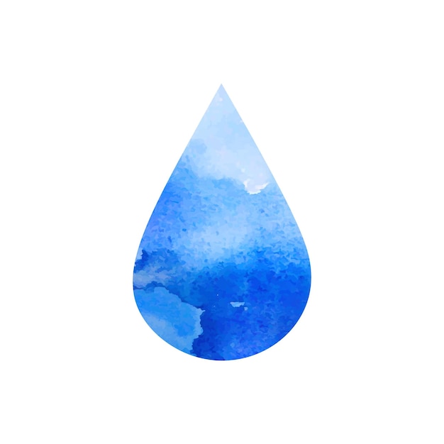 水彩画のスタイルで孤立した青い雨の滴