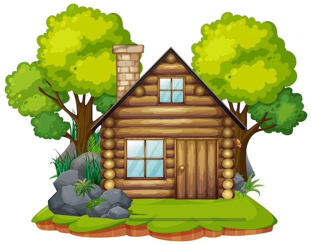 Free vector isolated cabin in the wood