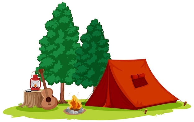 자연 속에서 고립된 캠핑 텐트