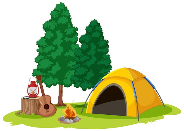 自然の中で孤立したキャンプ テント