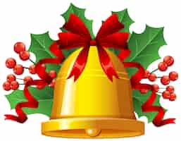 Бесплатное векторное изображение Изолированный рождественский колокол с украшениями