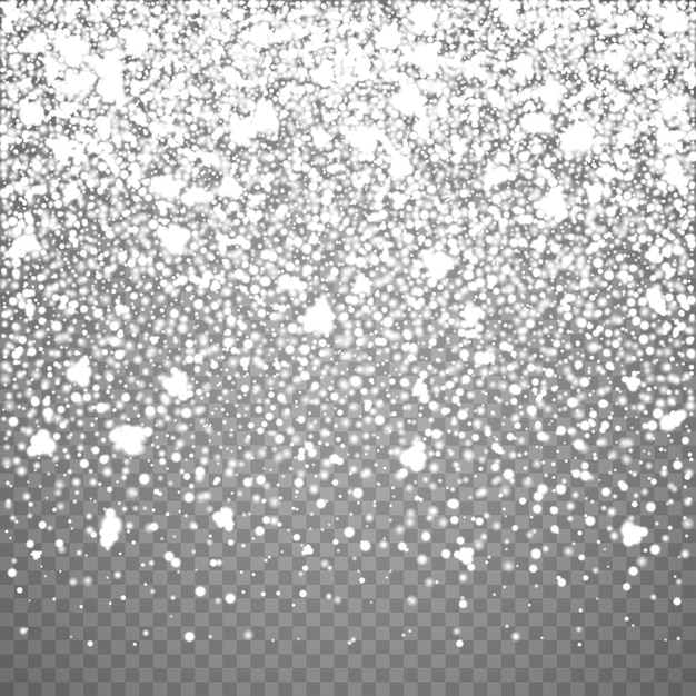 Isolated Christmas falling snow overlay on transparent background Snowflakes storm backdrop texture