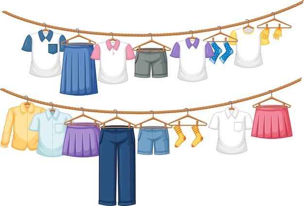 Free vector isolated clothes hanging on white background