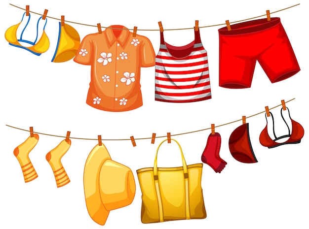 Free vector isolated clothes hanging on white background