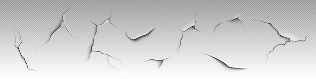 Isolated crack paint texture effect on transparent