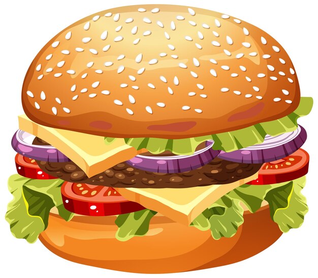 Isolated delicious hamburger cartoon
