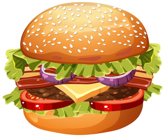 Free vector isolated delicious hamburger cartoon