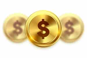 Free vector isolated dollar golden coin for business or banking