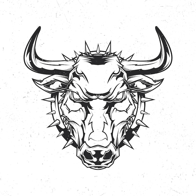 Free vector isolated emblem with illustration of angry bull