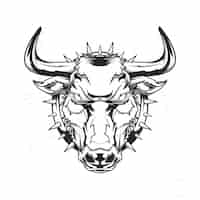 Vettore gratuito emblema isolato con illustrazione del toro arrabbiato