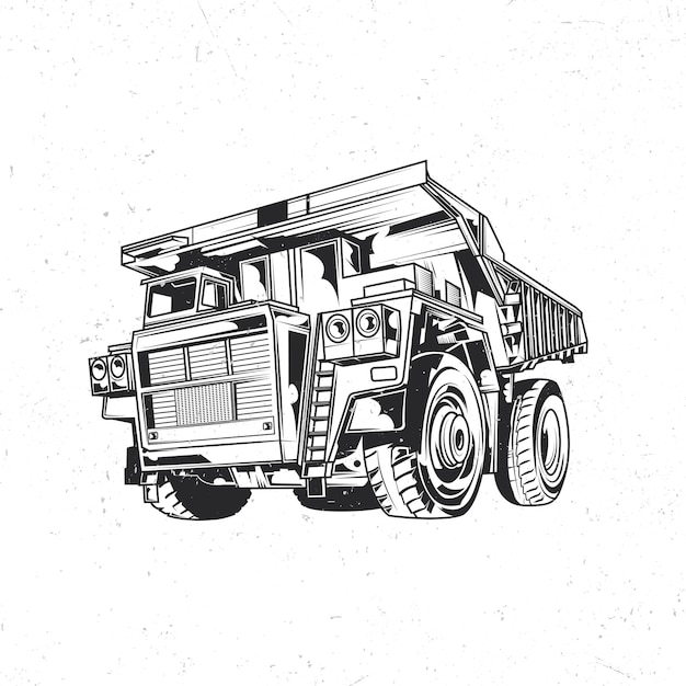 Isolated emblem with illustration of dump truck