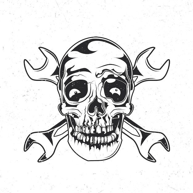 Free vector isolated emblem with illustration of mechanic skull