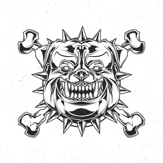 Бесплатное векторное изображение Изолированная эмблема с изображением головы питбуля
