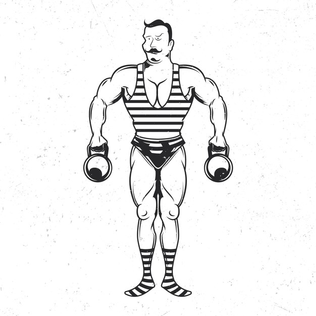 Изолированная эмблема с иллюстрацией старинного спортсмена