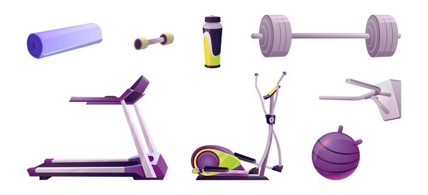 Изолированный набор упражнений для интерьера фитнес-клуба