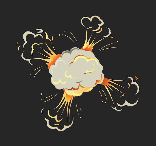 Free vector isolated explosion icon on black background cartoon comic boom effect