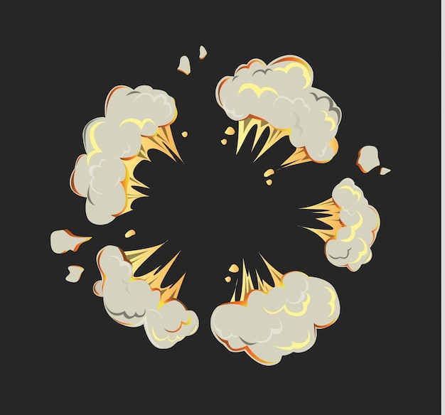 Free vector isolated explosion icon on black background cartoon comic boom effect