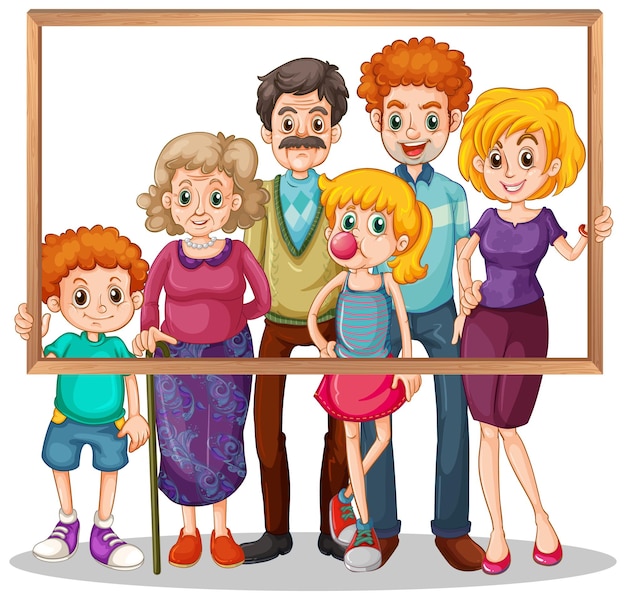 Free vector isolated family picture with photo frame