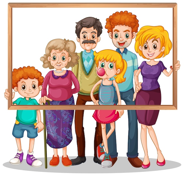 Isolated Family Picture With Photo Frame