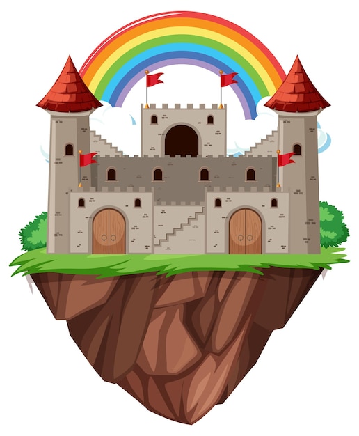 Isolated fantasy castle in cartoon style