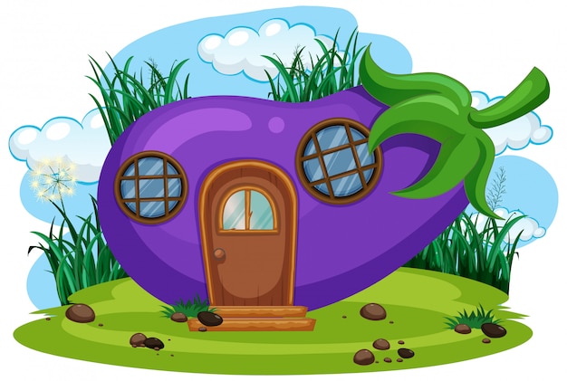 Isolated fantasy eggplant house