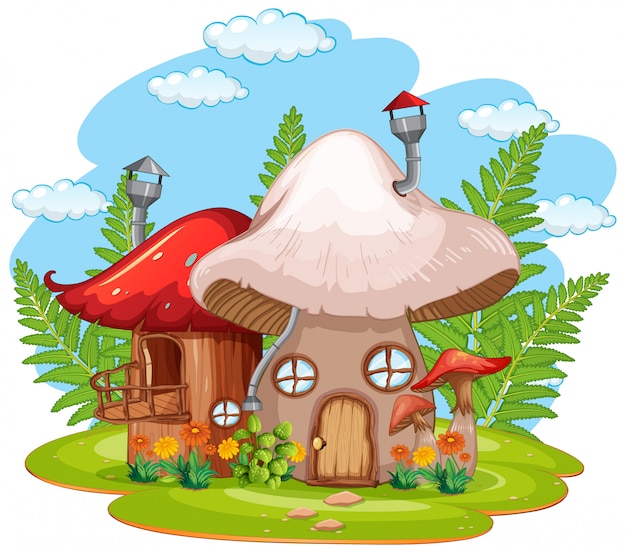 Isolated fantasy mushroom house