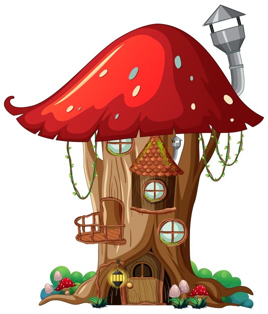 Free vector isolated fantasy mushroom house