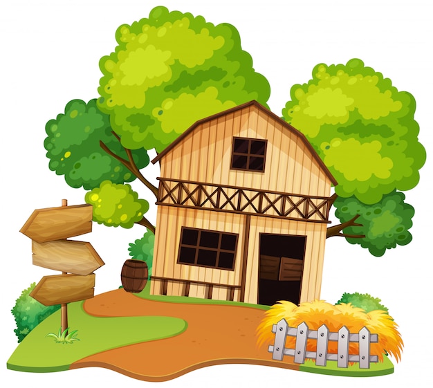 Бесплатное векторное изображение Изолированный дом фермера на белом фоне