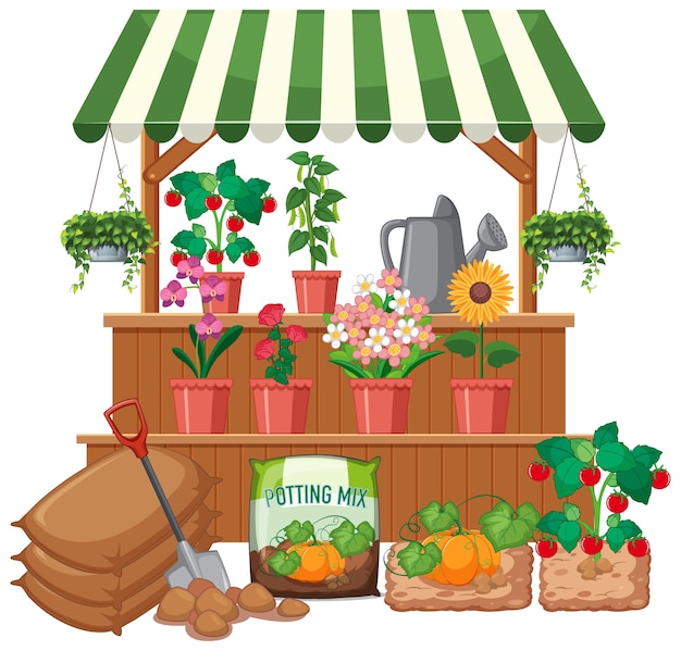 isolated flower shop on white background