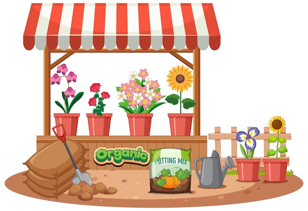 Isolated flower shop on white background