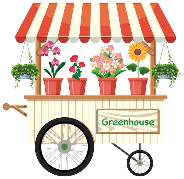Free vector isolated flower vendor cart