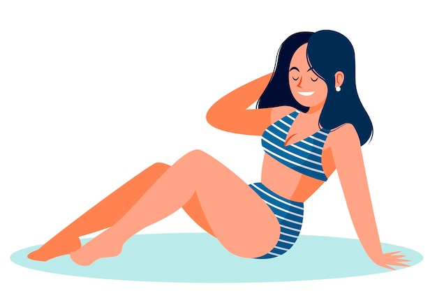 Isolated girl in bikini illustrated