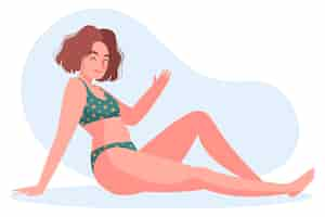 Free vector isolated girl in bikini illustrated