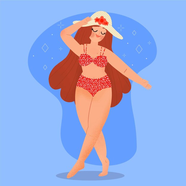 Isolated girl in bikini illustrated