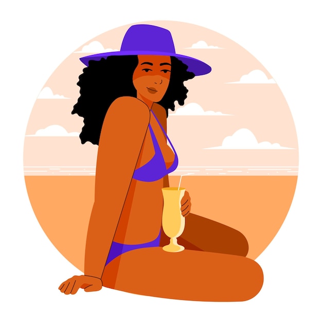 Free vector isolated girl in bikini set in flat design style