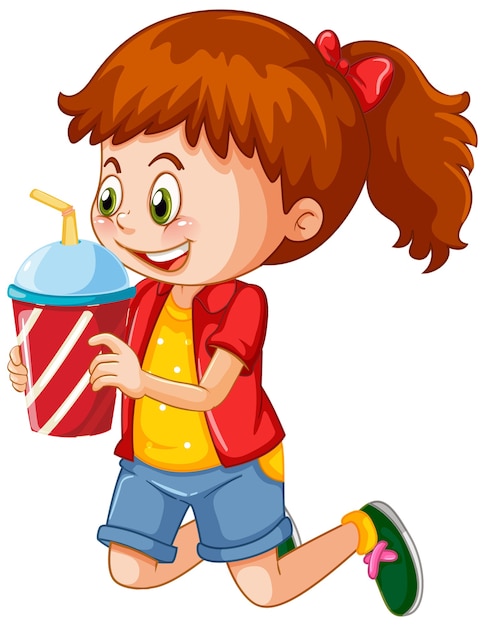 Isolated girl holding drink