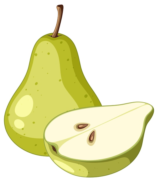 Free vector isolated green pear cartoon