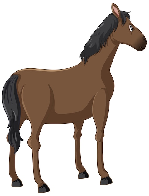 Free vector isolated horse standing looking from the back