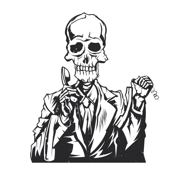 Isolated illustration of dead call center operator