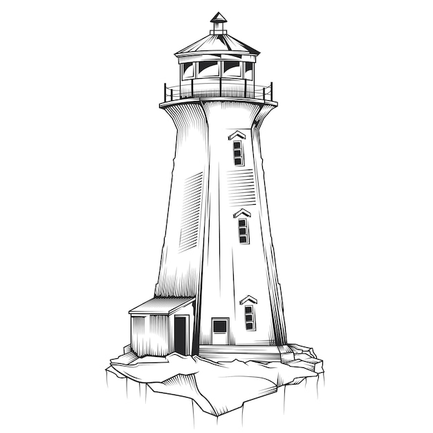 Isolated illustration of old lighthouse