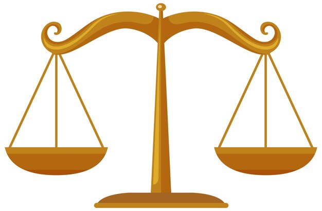 Isolated justice scales symbol on white background