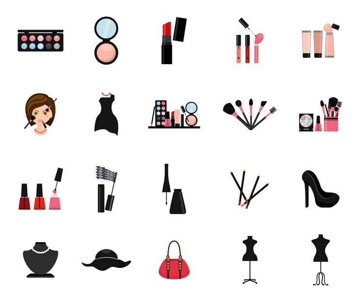 Free Vector isolated make up icon set 