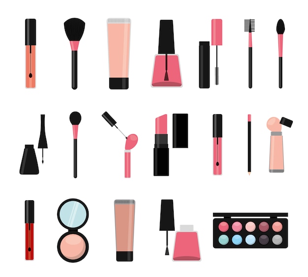 Free vector isolated make up icon set