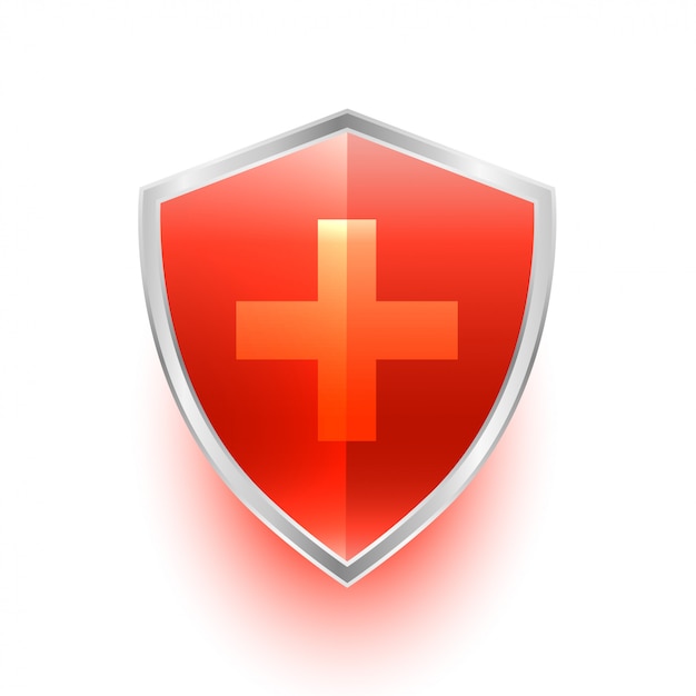 Бесплатное векторное изображение Изолированный символ защиты медицинский щит с крестом