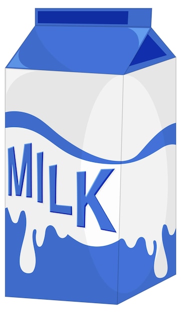 Free vector isolated milk box in cartoon style